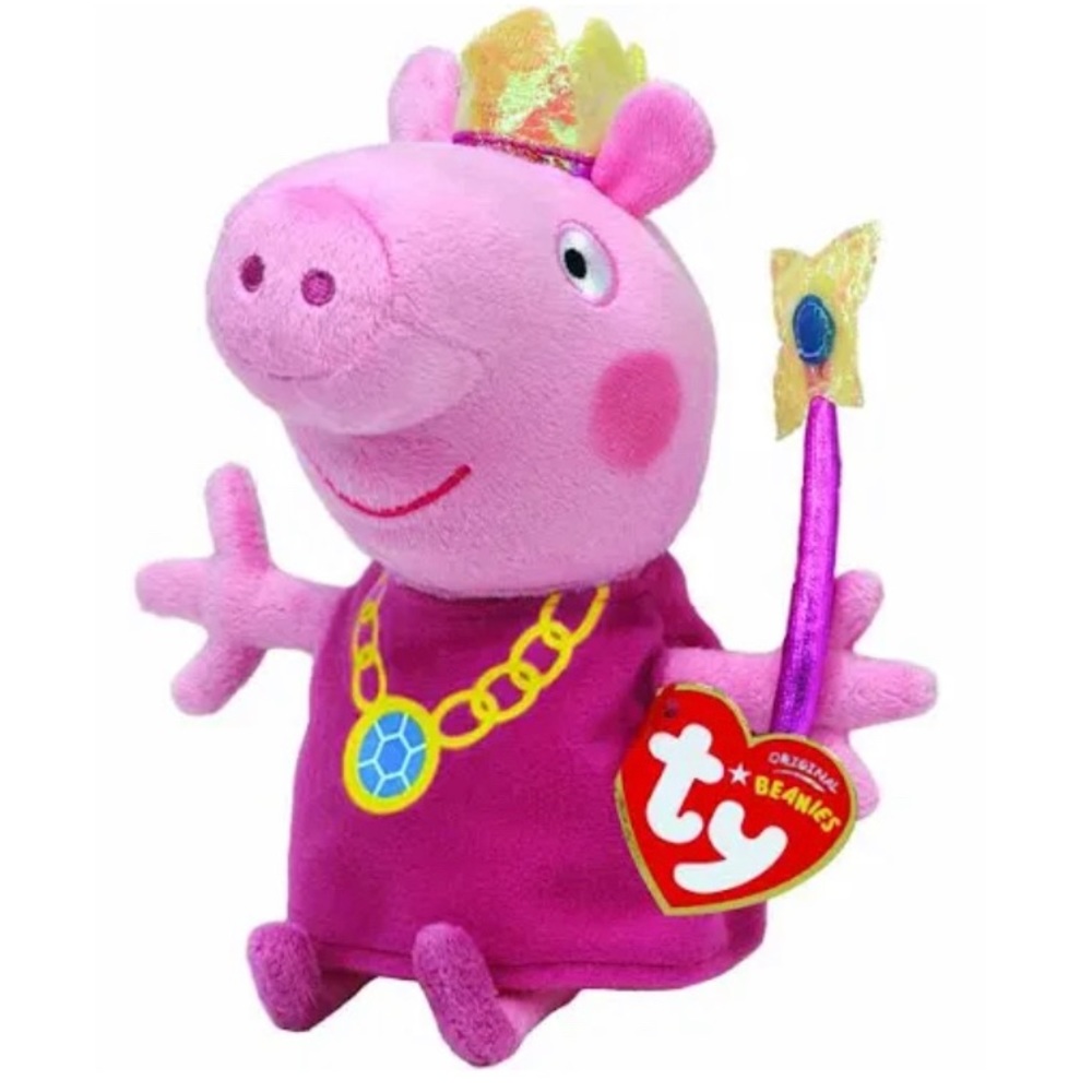 TY Beanie Baby Peppa Princess Pig Plush Stuffed Animal With Magic Wand Crown